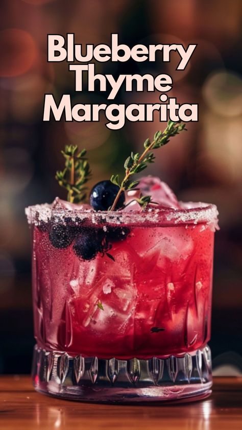 This margarita has a magical blend of flavors. You’ll first notice the sweet and tangy taste of blueberries, followed by the zesty lime that gives it that classic margarita vibe. #BlueberryThymeMargarita Thyme Margarita, Blueberry Cocktails, Margarita Flavors, Vodka Margarita, Classic Tequila Cocktails, Blueberry Margarita, Blueberry Cocktail, Blueberry Vodka, Beer Ingredients