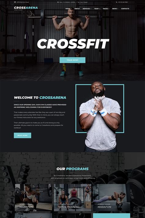 Cross Arena - Crossfit Studio WordPress Elementor Theme Crossfit Studio, 블로그 디자인, Sports Website, Ecommerce Themes, Wordpress Design, Website Design Layout, Wordpress Website Design, Fitness Design, Wordpress Theme Design