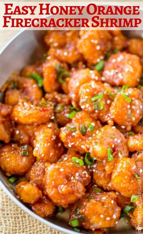 Honey Orange Firecracker Shrimp - Dinner, then Dessert Orange Shrimp Recipes, Orange Shrimp, Honey Shrimp, Firecracker Shrimp, Sweet Chili Chicken, Dinner Then Dessert, Honey Walnut Shrimp, Shrimp Dinner, Shrimp Recipes For Dinner