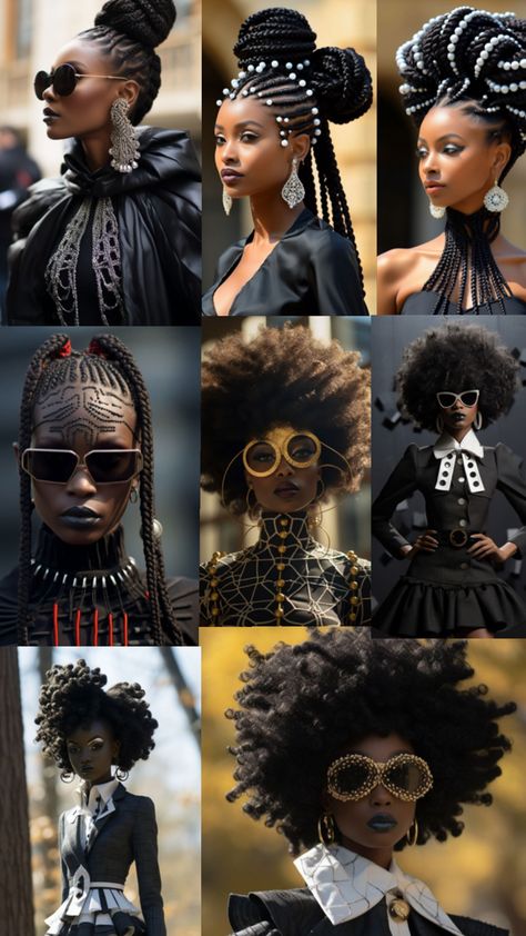 Discover the epitome of elegance and empowerment in this stunning fashion collage showcasing bold Black beauty. From intricate braided hairstyles to avant-garde sunglasses and high-fashion ensembles, these images celebrate the diversity and strength of Black women in fashion. Perfect for anyone looking to embrace powerful and stylish aesthetics! #BlackBeauty #FashionInspo #ElegantStyle #Empowerment #BraidedHairstyles #HighFashion #BoldLooks #PinterestFashion #BlackExcellence #BeautyTrends2024 Intricate Braided Hairstyles, Fashion Collage, Pinterest Fashion, Black Excellence, Bold Black, Black Beauty, Style Board, Beauty Fashion, In Fashion