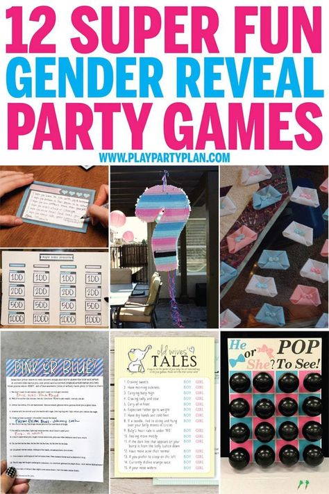 The best gender reveal party games and activities! Everything from baby related minute to win it games to free simple printables you can play with entire families! Tons of hilarious and unique games everyone will love! And even fun ideas for prizes! Games At Gender Reveal Party, Baby Gender Reveal Games, Baby Gender Reveal Party Games, Baby Reveal Party Games, Gender Games, Sibling Reveal, Gender Reveal Activities, Housewarming Party Games, Best Gender Reveal