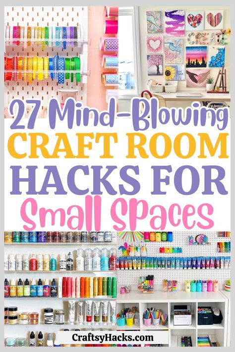 Very Small Craft Room Ideas, Craft Room Paint Organization, Craft Corner Organization Small Spaces, Storage Solutions For Sewing Room, Small Art Closet Organization, Crafting Storage Ideas For Small Spaces, Craft Desk Small Space, Under Table Craft Storage, Small Craftroom Organizing Ideas