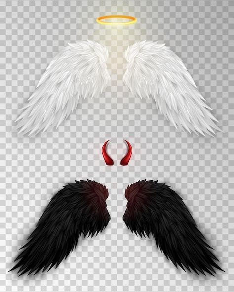 3d white angel wings with golden nimbus ... | Premium Vector #Freepik #vector #diablo #devil #demon #satan Angel Cartoon, Devil Wings, Wings Game, Half Evil, Black Devil, Angel Halo, White Angel Wings, Blank Background, Angel Devil