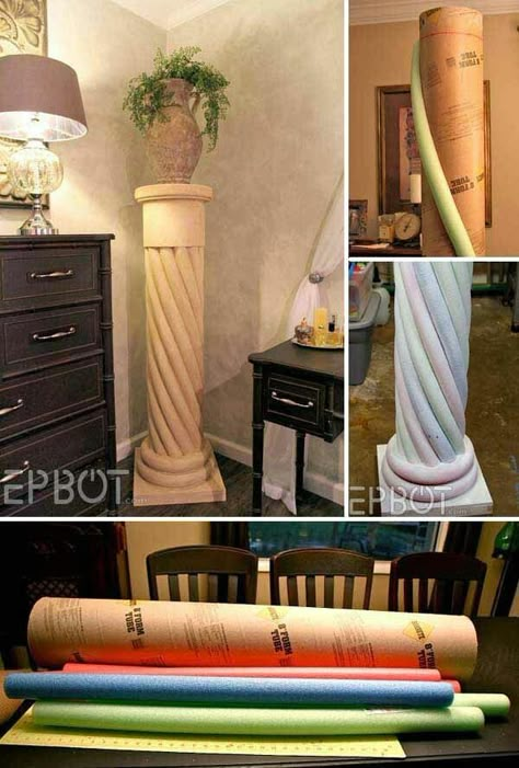 Noodles Ideas, Corinthian Columns, Pool Noodle Crafts, Pool Noodle, Diy Pool, Pool Noodles, Diy Storage Furniture, Diy Storage, Diy Outdoor