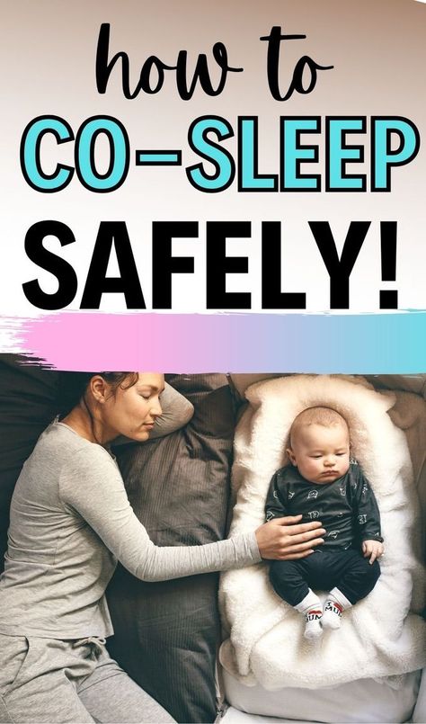 New mom and her baby co-sleeping safely. Co Sleeping With Baby, Cosleeping Bedroom, Baby Sleeping Temperature, Baby Sleeping Bag Pattern, Safe Co Sleeping, Baby Co Sleeper, Cosleeping Bed, Family Bed, Sleep Book