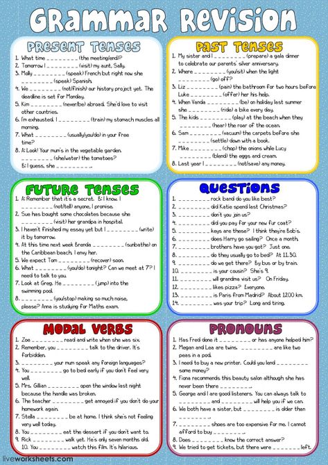 grammar interactive and downloadable worksheet. You can do the exercises online or download the worksheet as pdf. When And While Grammar Worksheet, Grammar Revision Worksheets, Grammar Activities Worksheets, Esl Grammar, Grammar Review, English Grammar Exercises, Grammar Exercises, English Grammar Worksheets, Verb Tenses