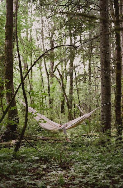 hammock. Kinfolk Magazine, Art Beat, Cabins In The Woods, Outdoor Life, In The Woods, Patio Decor, Fresh Air, Glamping, Secret Garden