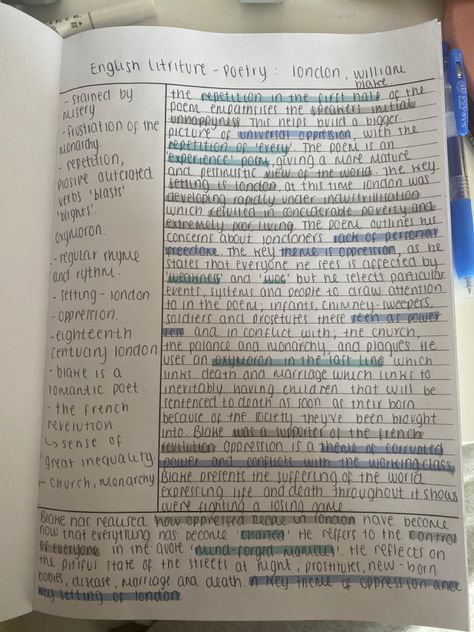 English Anthology Revision, History Revision Notes Gcse Elizabeth, Business Revision Notes Gcse, London William Blake Analysis, English Lit Notes, French Gcse Revision Notes, Poetry Gcse Revision, Poetry Anthology Gcse Annotations, Othello Notes