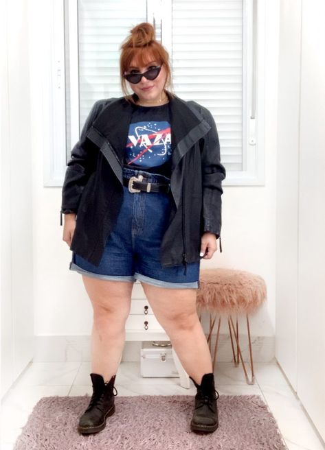 Plus Size Rocker Style, Plus Size Clothes Aesthetic, Grunge Plus Size, Plus Size Grunge, Short Plus Size Fashion, Outfits Gorditas, Outfit Plus Size, Plus Size Looks, Look Plus Size