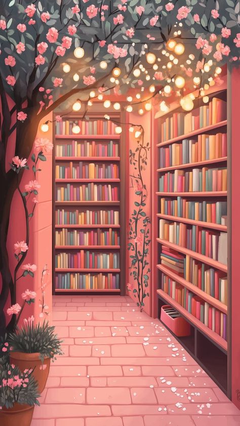 Book Shop Wallpaper, Boox Go Color 7 Wallpaper, Cozy Reading Wallpaper, Ipad Wallpaper Aesthetic Books, Aesthetic Bookish Wallpaper, Pink Bookstore Aesthetic, Reading Phone Wallpapers, Reading Lockscreen, Book Themed Wallpaper Iphone