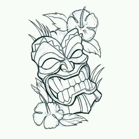 Timi and hibiscus Graffiti Cartoon Characters, Tiki Artwork, Samoan Designs, Trident Tattoo, Tiki Tattoo, Tiki Faces, Graffiti Images, Tiki Man, Totem Tattoo