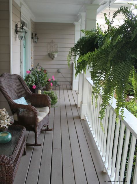 Hi, Friends! Hope you all are having a nice Summer! I wanted to post an update about our wrap around porch and experience using the Behr Deckover product last Spring and its appearance and durability a year later. Due to such an incredible interest readers have taken regarding this post I wrote last year, this … Deck Over, Behr Deck Paint, Behr Deck Over Colors, Solid Stain Deck Colors, Deck Over Paint, Solid Stain Deck, Grey Deck Paint, Behr Deckover, Wooden Deck Designs