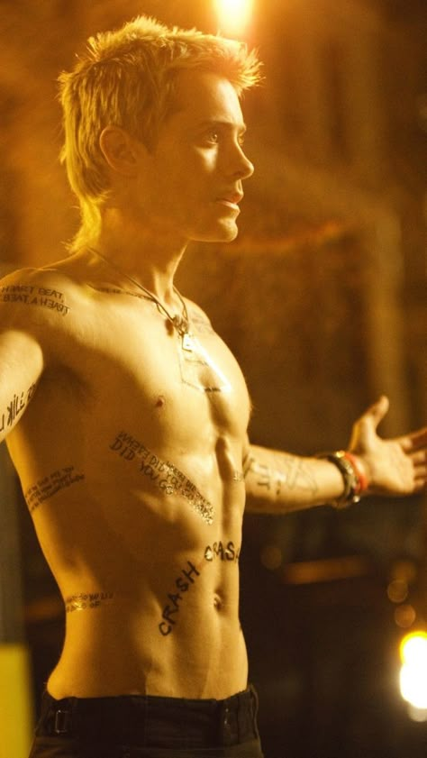 Jared Leto | Hurricane 30 Seconds To Mars Tattoo, Daniel Desario, Jared Leto Body, Mars Tattoo, Jared Leto Joker, Leto Joker, Harley And Joker Love, I Love Cinema, Jamie Campbell