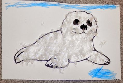 Harp Seal Craft, Seal Craft Preschool, Seal Crafts For Kids, Fluffy Seal, Arctic Animals Crafts, Winter Animal Crafts, Antarctic Animals, Seal Craft, Animals Crafts