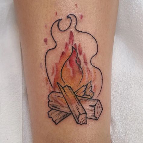 Fire Pit Tattoo, Pit Tattoo, Campfire Tattoo, Illustrative Tattoos, Wood Tattoo, Mama Tried, Fire Tattoo, Tattoo Outline, Nature Tattoos