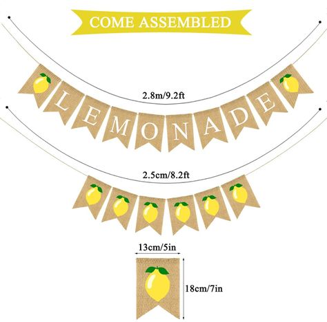 Amazon.com: JOZON Lemonade Burlap Banner and Lemon Burlap Banner Jute Summer Lemon Theme Bunting Banner Garland Summer Lemon Theme Birthday Baby Shower Party Decor Lemonade Stand Decorations : Home & Kitchen Lemonade Banner, Jute Garland, Lemonade Stand Party, Baby Shower Party Decor, Lemon Theme, Banner Garland, Lemon Patterns, Burlap Banner, Banner Sizes