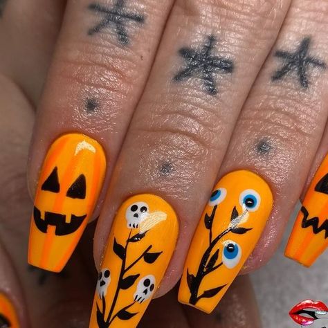 Janette Acosta on Instagram: "Who doesn’t love spooky season 🧡 #spookyseason #spookynails #halloween #halloweennails #jackolantern #gelx #gelxnails #gelextensions #pumpkinnails #pumpkins #spookyweeds" Cartoon Nails, Pumpkin Nails, Gel Extensions, T Love, Nail Health, October 4, Pretty Acrylic Nails, Cleaning Products, Halloween Nails