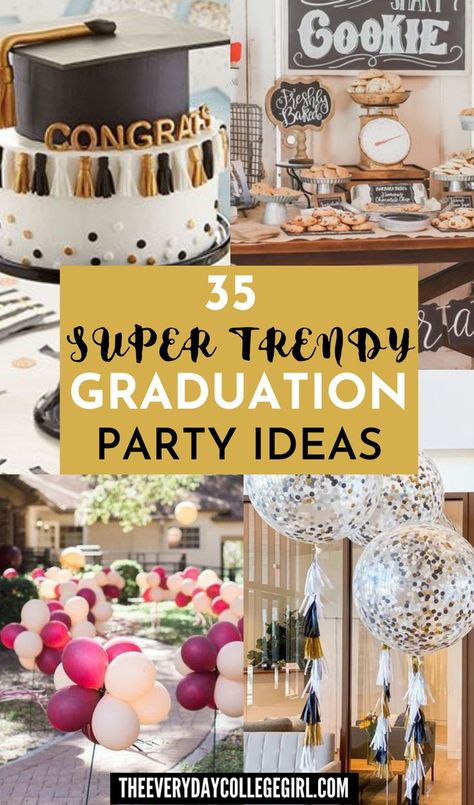 35 super cute graduation party ideas and graduation party decorations that will grab everyone's attention! Outdoor College Graduation Party Ideas Backyards, College Graduation Dessert Ideas, Senior Graduation Party Ideas 2023, Graduation Party Decor 2023, Graduation Banquet Ideas, Nacho Graduation Party, Cute Graduation Centerpieces, College Graduation Decoration Ideas Grad Parties, Graduation Party Ideas Grad School