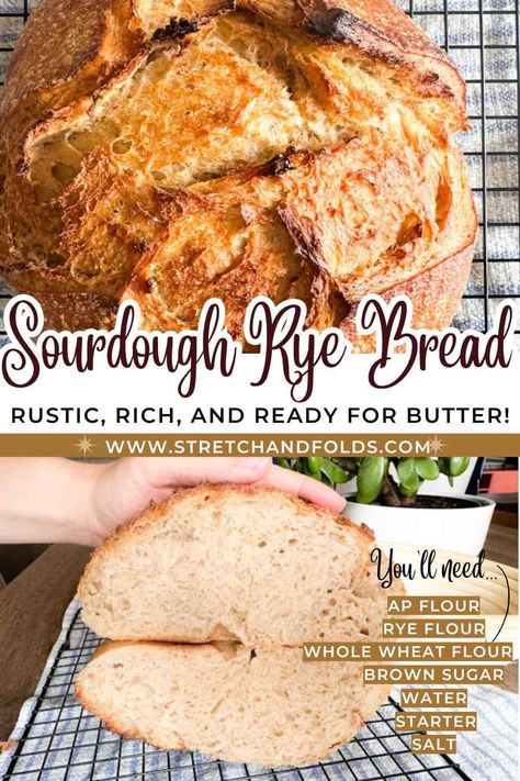 No Knead Sourdough Rye Bread No Knead Rye Bread Recipe, Recipes With Rye Flour, Sourdough Rye Bread Recipe, Dark Rye Bread Recipe, Same Day Sourdough, Rye Sourdough Bread, No Knead Sourdough, Homemade Sourdough Bread Recipes, Rye Bread Recipe