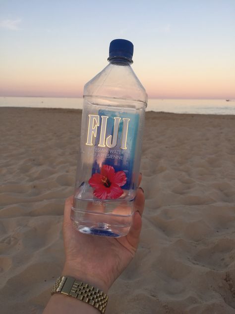 Fiji Water Aesthetic, Natural Mineral Water, Dubai Airport, Water Aesthetic, Sunset Ocean, Tumblr Aesthetic, Fiji Water, Fiji Water Bottle, Aesthetic Tumblr