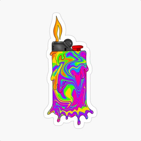 Get my art printed on awesome products. Support me at Redbubble #RBandME: https://www.redbubble.com/i/sticker/Trippy-Melting-Lighter-by-LoyolaCreations/101262759.JCQM3?asc=u Trippy Stickers Design, Trippy Clip Art, Lighter Sticker, Trippy Stickers, Lighter Art, Abstract Painting Acrylic Modern, Pizza Art, Amoled Wallpapers, Tumblr Stickers