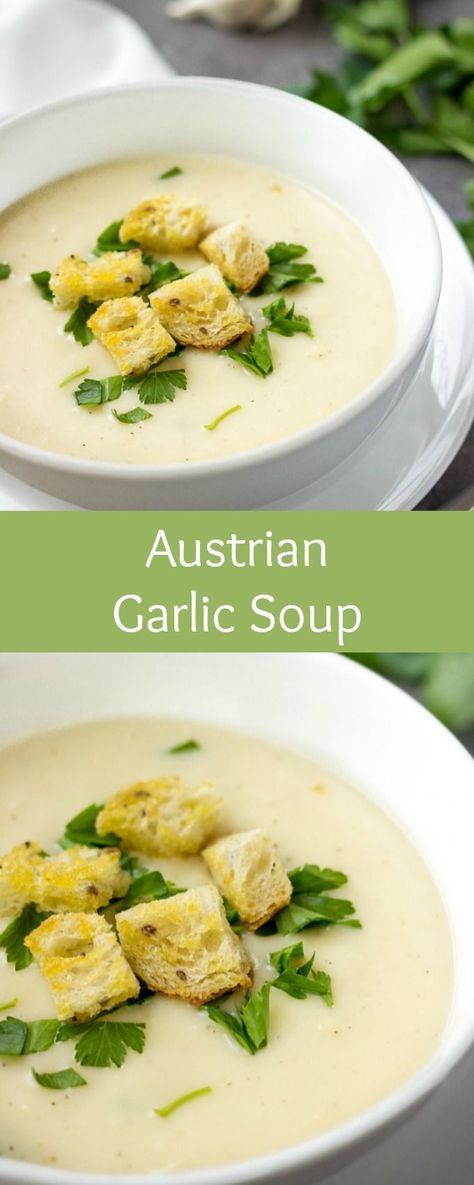 Soup With Croutons, Austrian Cuisine, Quick Soup Recipes, Cream Soup Recipes, Quick Soup, Kitchen Favorites, Garlic Soup, Austrian Recipes, Soup Kitchen