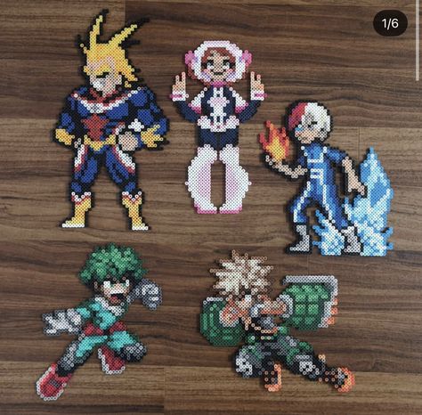 My Hero Perler Beads, Bakugo Perler Beads, Mha Perler Bead Patterns, Mha Perler Beads, Perler Bead Anime, Mha Pixel Art, Hama Beads Anime, Spiderman Perler Beads, Anime Perler Beads