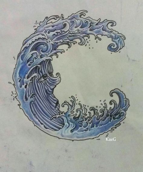 Japanese Wave Tattoos, Tattoo Wave, Karp Koi, Wave Tattoo Design, See Tattoo, You Are My Moon, Arte Doodle, Water Tattoo, Ocean Tattoos