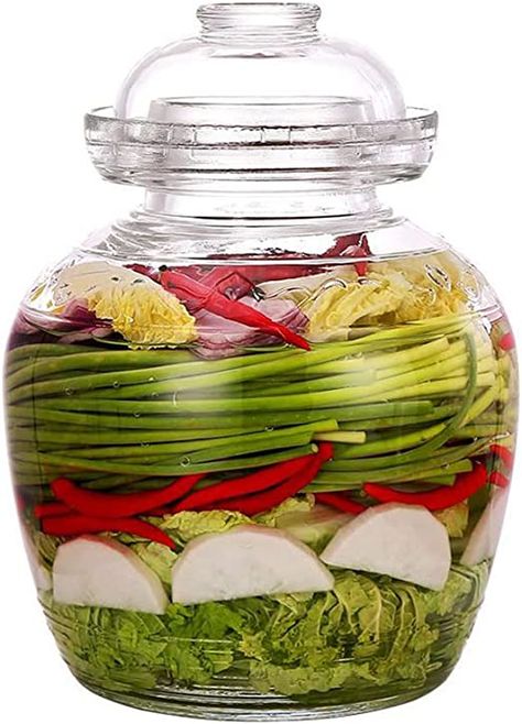 Amazon.com: Glass Jar with Lid Fermentation Jar, Traditional Fermenting Kit Crock with Water Seal Airlock Lid, Pickle Jar for Pickles Kimchi, Sauerkraut, Wine Brewing Kombuch Vegetables, Thickening 2.5L: Home & Kitchen Fermenting Crock, Fermentation Jar, Kombucha Brands, Kombucha Starter, Making Sauerkraut, Fermenting Jars, Fermentation Crock, Fermented Pickles, Glass Jar With Lid