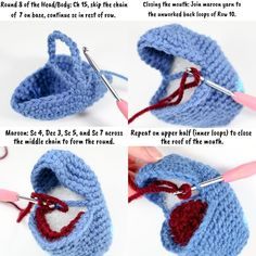 Pokemon Gible, Gible Pokemon, Mouth Tutorial, Pokemon Amigurumi, Land Shark, Pokemon Crochet, Pokemon Crochet Pattern, Dragon Type Pokemon, Crochet Pokemon