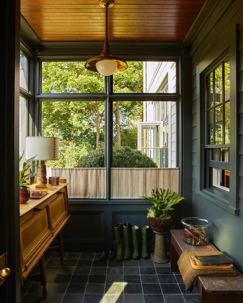 Closed In Porch, Small Sunroom, Enclosed Porch, Boot Room, Laundry Mud Room, Concept Architecture, Farrow Ball, House Inspo, Interior Walls