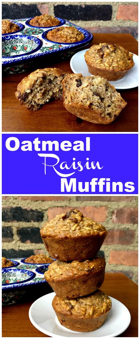 Healthy Oatmeal Raisin Muffins - Clean Eats, Fast Feets Oatmeal Raisin Muffins, Heart Healthy Desserts, Raisin Muffins, Healthy Muffin, Oatmeal Muffins, Eating Fast, Healthy Oatmeal, Oatmeal Raisin, Healthy Muffins