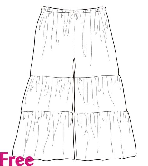 Tiered Pants Sewing Patterns | DRCOS Patterns & How To Make Free Palazzo Pants Pattern, Free Wide Leg Pants Pattern, Ruffle Pants Pattern Free, Flowy Pants Pattern, How To Sew Pants, Sewing Pattern Men, Drcos Patterns, Ruffle Pants Pattern, Sewing Pattern Pants