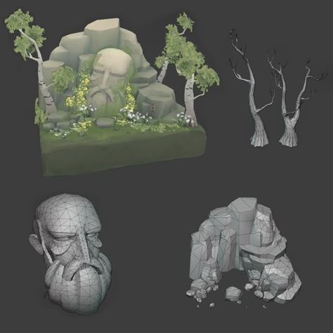 ArtStation - Selfloss Diorama Diorama Concept Art, Environment Diorama Concept Art, Stylized 3d Environment Art, 3d Forest Environment, Book Texture, Low Poly Forest Environment, Zbrush Environment Sculpting, Sea Of Thieves, 3d Environment