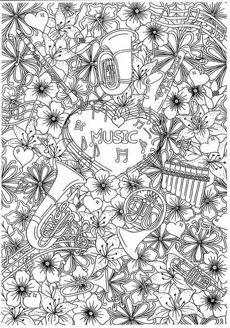 Art Room Doors, Picture Music, Wind Instruments, Quote Coloring Pages, Free Coloring Sheets, Music Coloring, Free Adult Coloring Pages, Book Drawing, Music Classroom