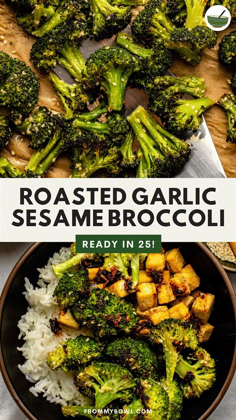 This Roasted Broccoli Recipe tosses broccoli florets in a sesame and garlic marinade before they’re baked to crisp and tender perfection. Enjoy as an exciting side dish or with takeout-inspired meals. Vegan & Gluten-Free. Sesame Broccoli Recipe, Vegetarian Broccoli Recipes, Brócoli Recipes, Baked Broccoli Recipe, Sesame Broccoli, Quick Dinner Meals, Broccoli Recipes Side Dish, Broccoli Side Dish, Roasted Broccoli Recipe