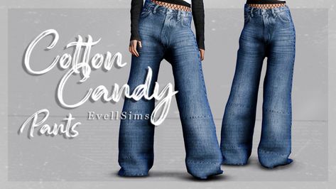 EvellSims | Cotton Candy Pants ✩ 24 Swatches ✩ Female, Teen -... Sims Pants, Sims 4 Hair Male, Clothes Cc, Sims 4 Black Hair, Sims 4 Traits, Character Wardrobe, Candy Pants, Hair Male, Big Pants