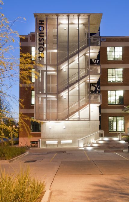 modern exterior egress stair and elevator - Google Search: Exterior Stairs Architecture, Stair Design Architecture, Glass Stairs, Exterior Stairs, Stairs Architecture, Facade Lighting, Cottage Exterior, Modern Stairs, Glass Facades