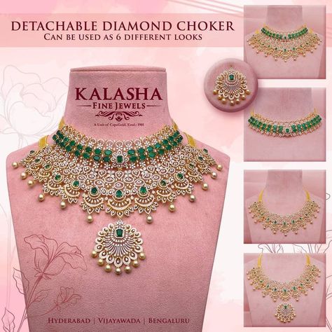 Diamond Emerald Necklace, Diamond Necklace Indian, Bridal Diamond Necklace, Bridal Jewelery, Diamond Jewelry Set, Diamond Wedding Jewelry, Gold Jewelry Simple Necklace, Beautiful Gold Necklaces, Diamond Necklace Designs