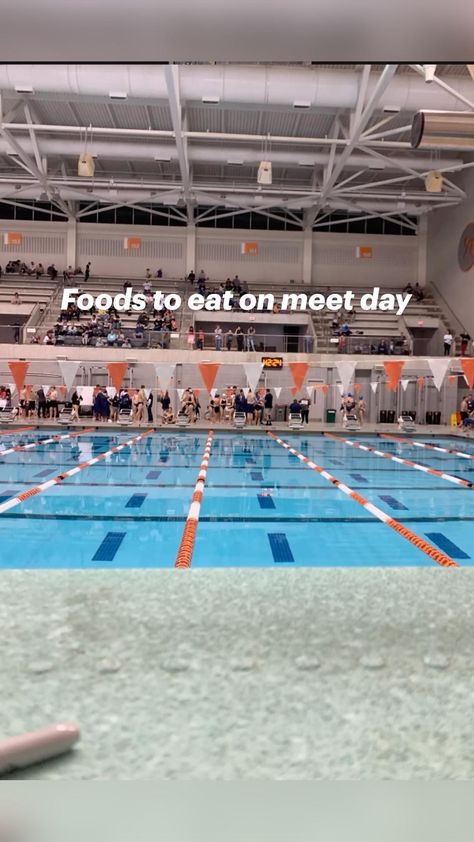 Pre Swim Workout Food, Pre Swim Meet Meals, Swimmer Workouts In Pool, What To Bring To A Swim Meet, Swim Meet Packing List, Snacks For Swim Meets, Swim Team Tips, Swimming Tips Competitive, Swim Team Hairstyles