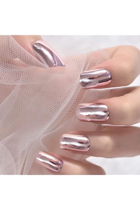 Metallic Mirror Rose Pink Fake Nails Normal Light Pink Ladies Shiny Surface Acrylic Nail Art Tips Several Colors Press On Nail Tips Metal Fingernail Reusable Manicure Pure Color Designed Pink Fake Nails, Color Mirror, Nail Art Tips, Acrylic Nail Art, Nail Art Hacks, Art Tips, Pure Color, Rose Pink, Fake Nails