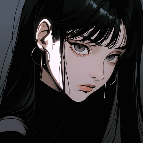 Female Icon, الفن الرقمي, Anime Black Hair, Art Courses, Digital Art Anime, Anime Aesthetic, Cartoon Profile Pics, 영감을 주는 캐릭터, Art Icon