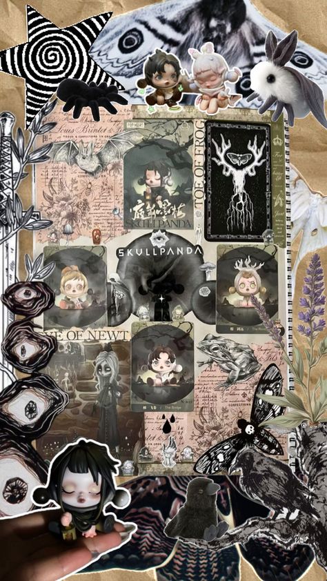 Made a physical scrapbook for my skullapanda blind boxes!! 🍄‍🟫🦇🖤 #skullpanda #scrapbook #collageart #spooky #halloween #fall #green #black #blindbox #gothic Gothic Scrapbook, Fall Green, Bond Paper Design, Blind Boxes, Bond Paper, Halloween Fall, Spooky Halloween, Paper Design, Collage Art