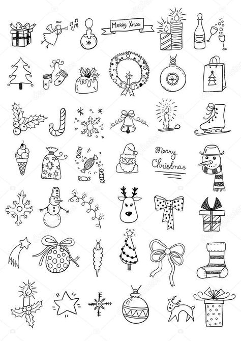 Christmas Doodles Artwork, Small Christmas Doodles, Easy Winter Doodles, How To Draw Ornaments, Drawings Christmas Doodles, Christmas Decoration Drawing, Holiday Doodles Christmas, Doodle Noel, Winter Doodles Easy