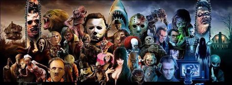 A very cool horror pic.. i use mine as a Facebook timeline cover. Hulk Character, Circus Characters, Movie Collage, Movie Quiz, Scary Movie Characters, Horror Stuff, Horror Movie Icons, Film Horror, Best Horror Movies