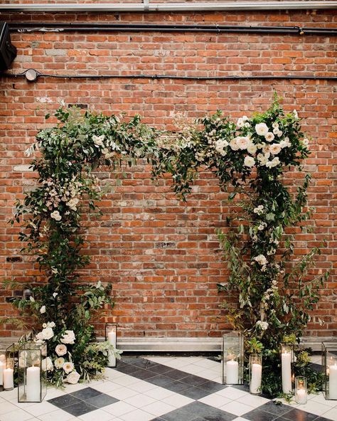 Wedding Floral Arch, Wythe Hotel Wedding, Wythe Hotel, Floral Arch Wedding, Ohio Wedding Venues, Brooklyn Wedding, Ceremony Backdrop, Floral Arch, Ohio Wedding