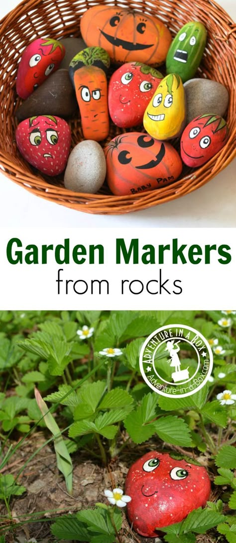 How to Make Garden Markers from Rocks: Simple, cheap and cute craft to make in preparation for gardening this spring. Fun to do with kids or friends! Craft To Make, Cute Craft, Spring Fun, Walled Garden, School Garden, Garden Markers, Garden Club, Cool Ideas, Veggie Garden