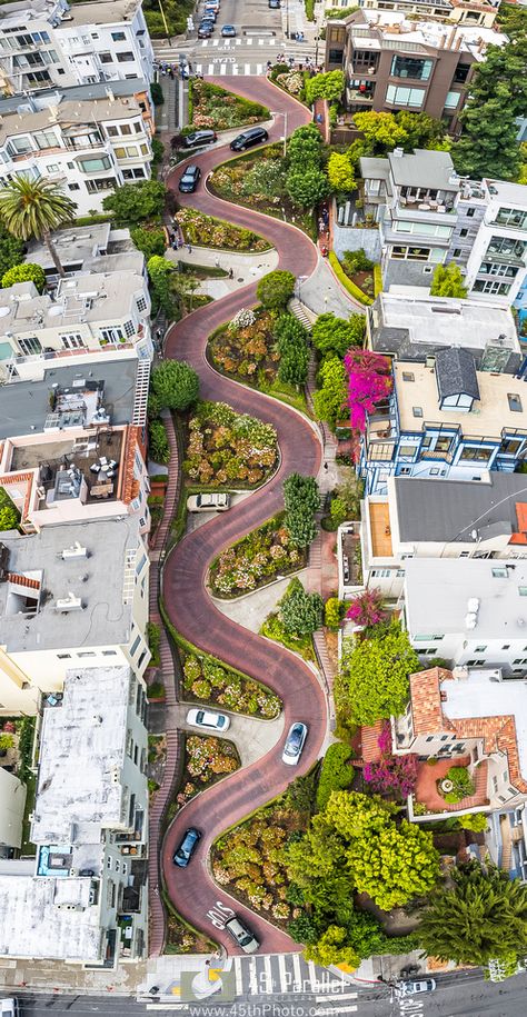 Lombard Street Lombard Street San Francisco, Pier 39 San Francisco, Usa San Francisco, San Francisco Photos, Alcatraz Island, Lombard Street, San Francisco Travel, Drone Photos, Aerial Photo