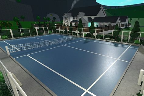 Country Club Bloxburg, Bloxburg Volleyball Court, Bloxburg Hotel Entrance, Bloxburg Tennis Court, Bloxburg Bar, Bloxburg Pool Ideas, Bloxburg Gym, Home Roblox, Underground Pool