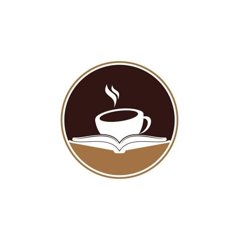 Coffee book vector logo design. Tea Book Store Iconic Logo. Book Cafe Logo Ideas, Book Logo Design Icons, Book Logo Aesthetic, Coffee Icon Logo, Book Cafe Logo, Coffee Logo Design Ideas, Logo Coffee Design, Cafe Logo Ideas, Book Store Logo